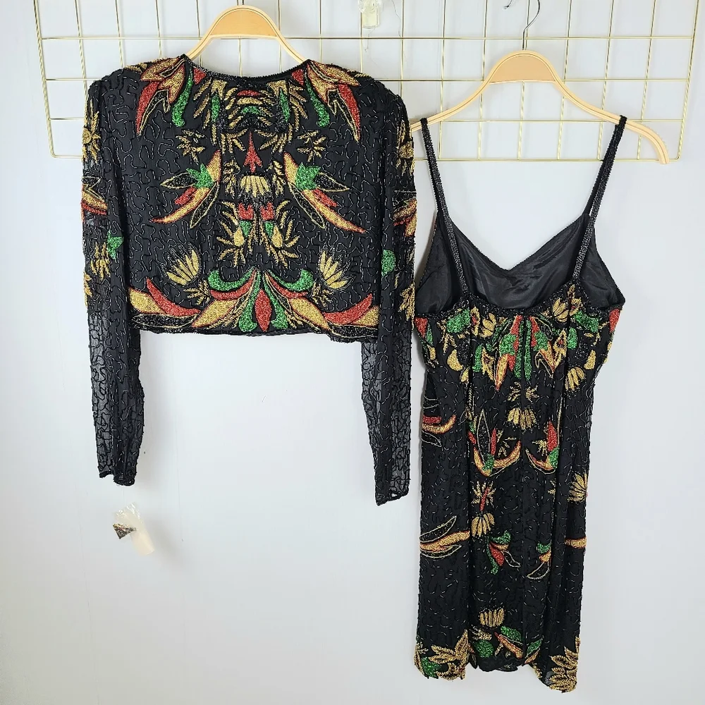 NWT JASDEE Beaded Vintage Bolero Jacket Dress Vintage Set
